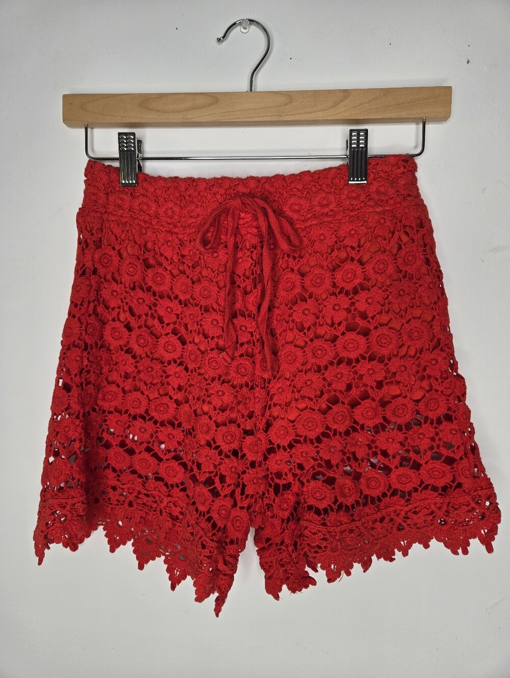 Wallflower Boho Lace Shorts Size XS Small Orange Red Festival Boho Crochet